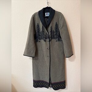 Vtg Wooded River Long Duster Blanket Jacket Coat Women’s Sz M Western Aztec USA